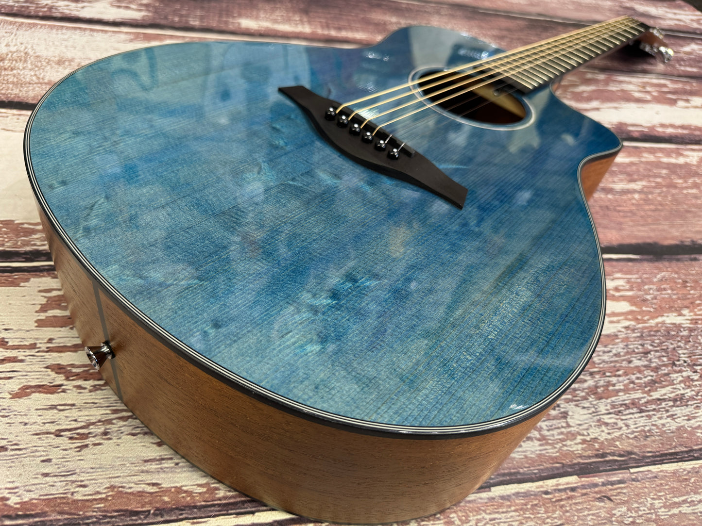 Vintage Pacific Coast V300DB Denim Blue Acoustic Guitar.