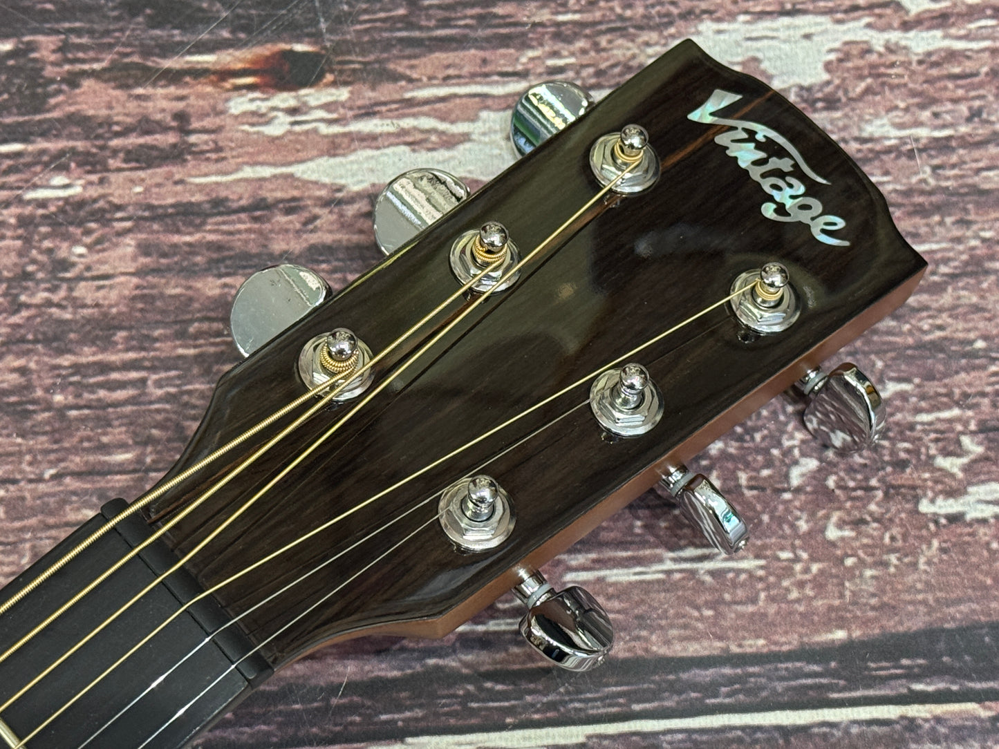 Vintage Pacific Coast V300DB Denim Blue Acoustic Guitar.