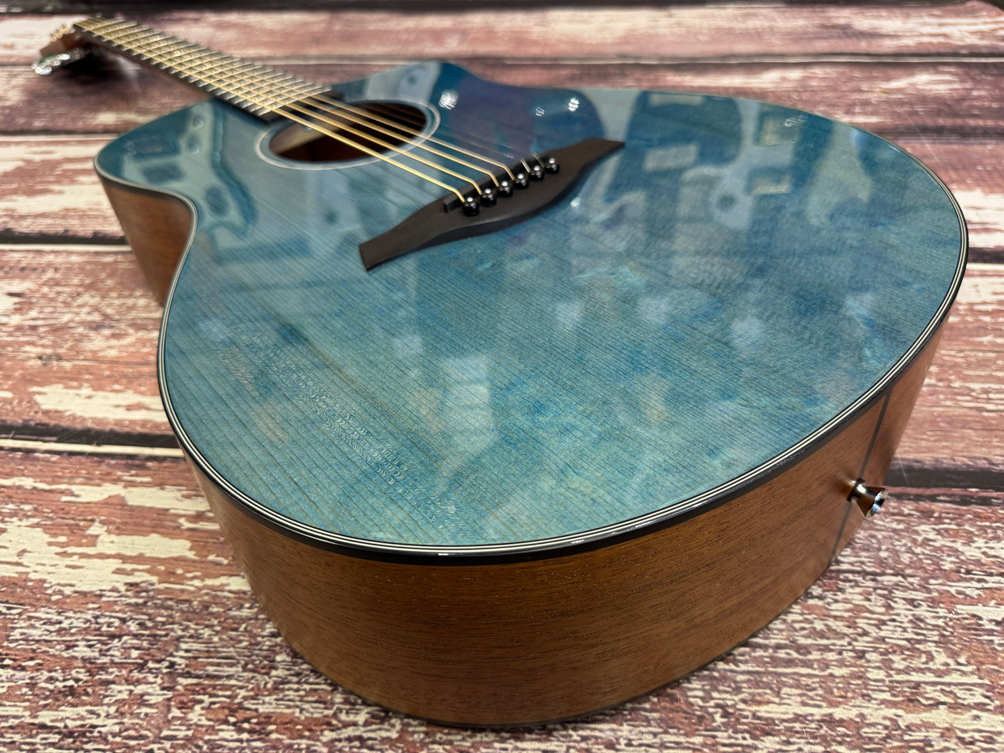 Vintage Pacific Coast V300DB Denim Blue Acoustic Guitar.
