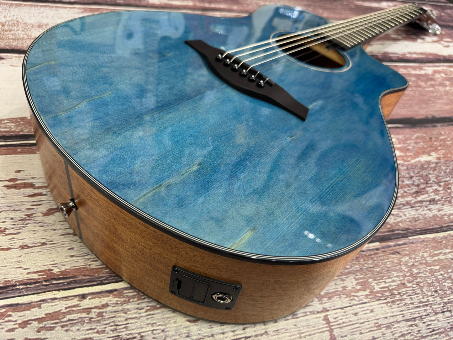 Vintage Pacific Coast Series Electro-Acoustic Guitar ~ Denim Blue VEC300