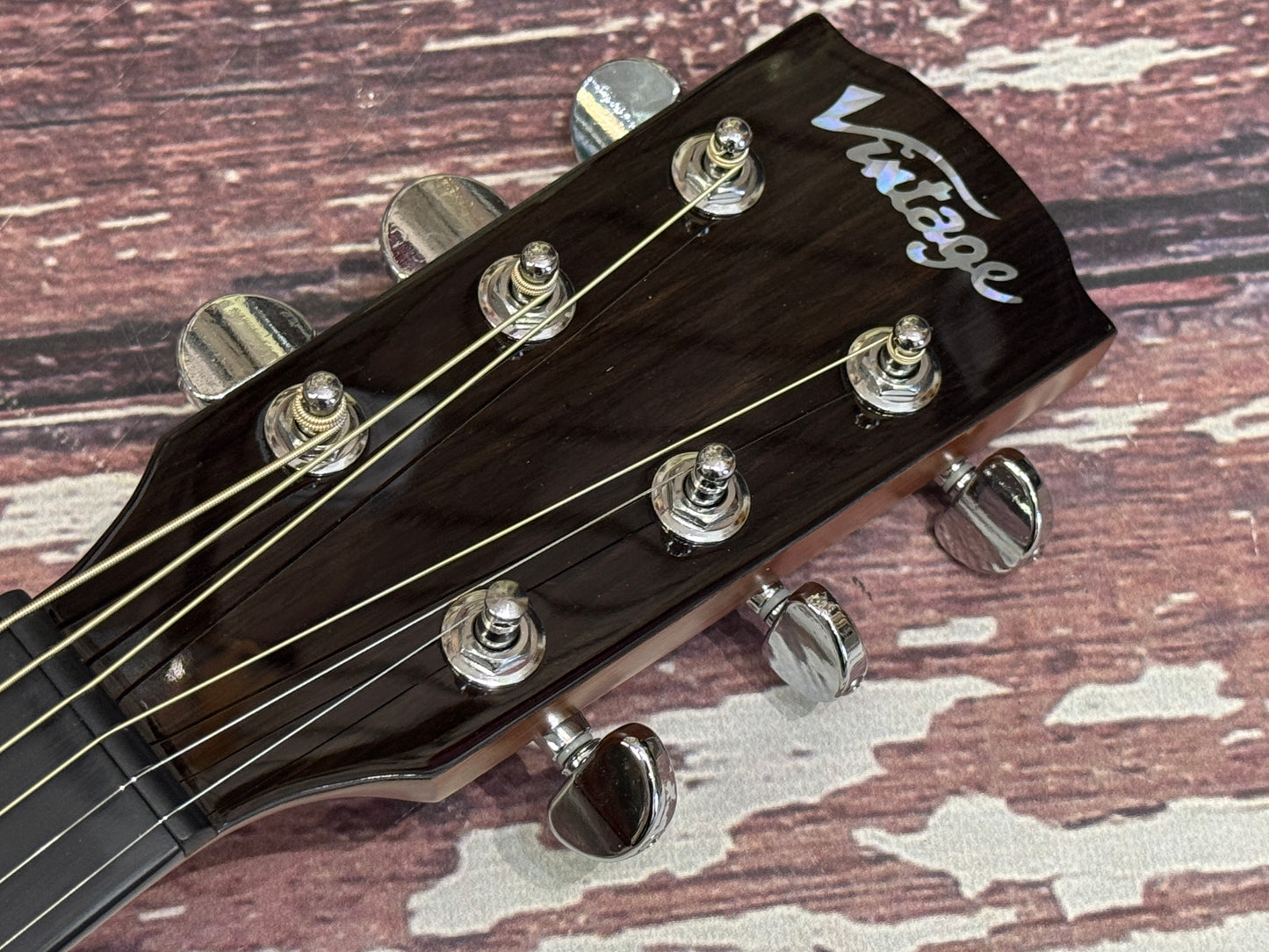 Vintage Pacific Coast Series Electro-Acoustic Guitar ~ Denim Blue VEC300