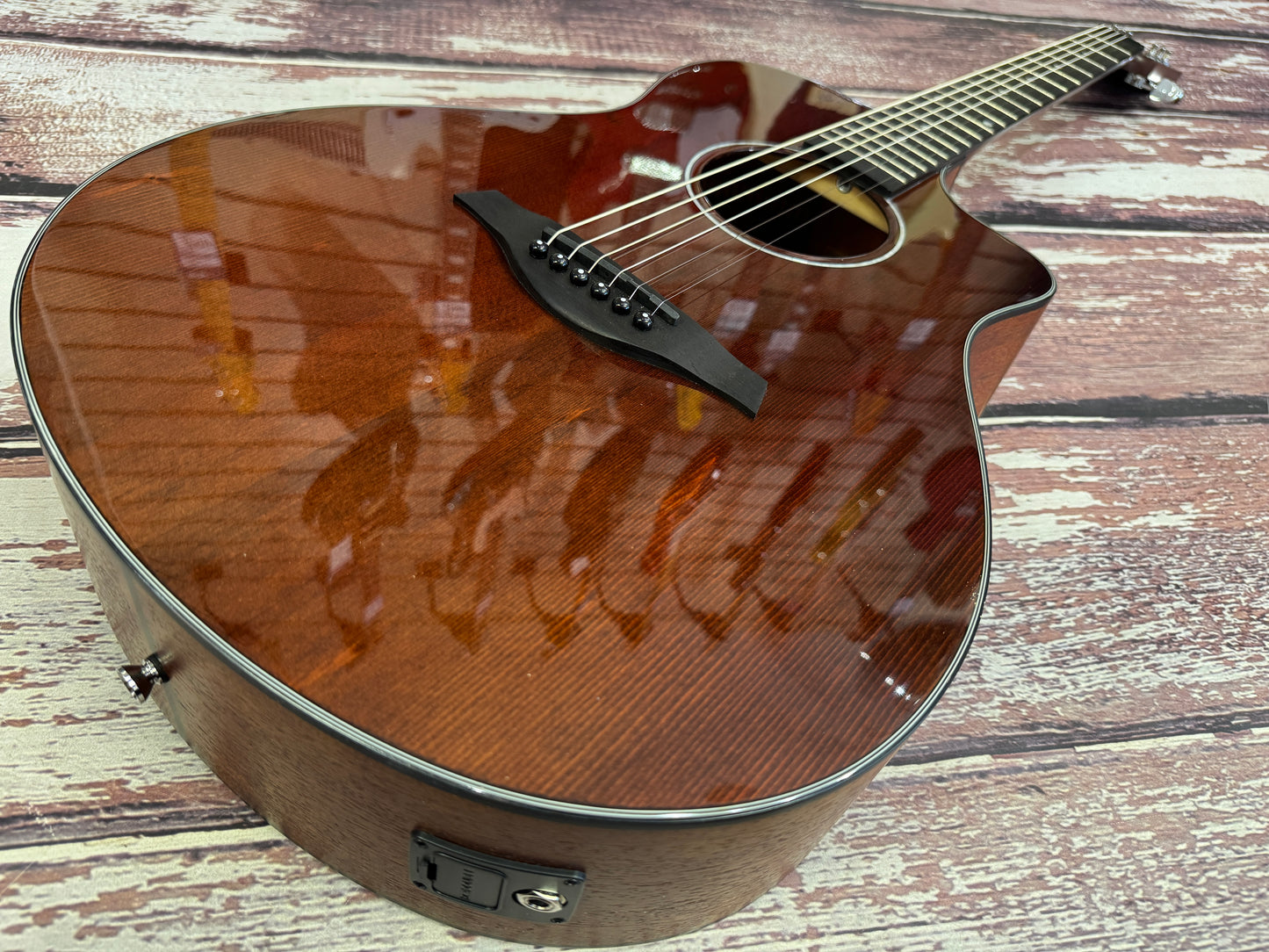 Vintage Pacific Coast Series Electro-Acoustic Guitar ~ Claret Red V300