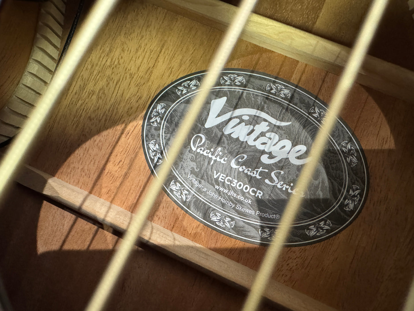 Vintage Pacific Coast Series Electro-Acoustic Guitar ~ Claret Red V300