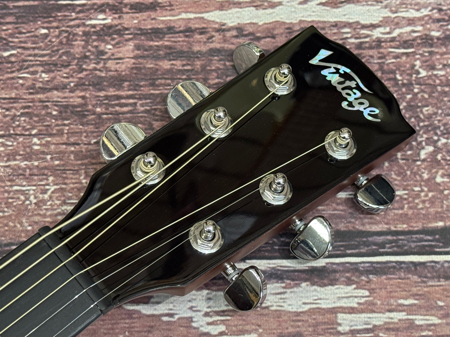 Vintage Pacific Coast Series Electro-Acoustic Guitar ~ Claret Red V300