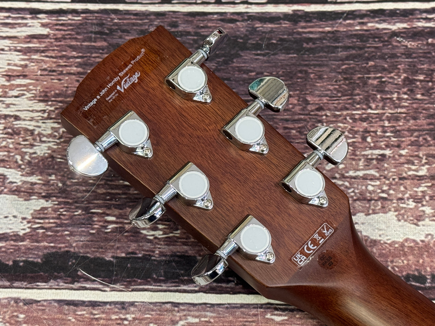 Vintage Pacific Coast Series Electro-Acoustic Guitar ~ Claret Red V300
