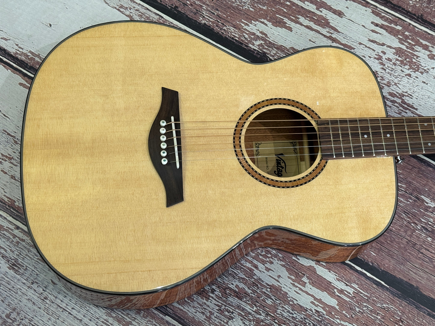 Vintage Performer Series Acoustic Orchestra OM Guitar ~ Natural Gloss