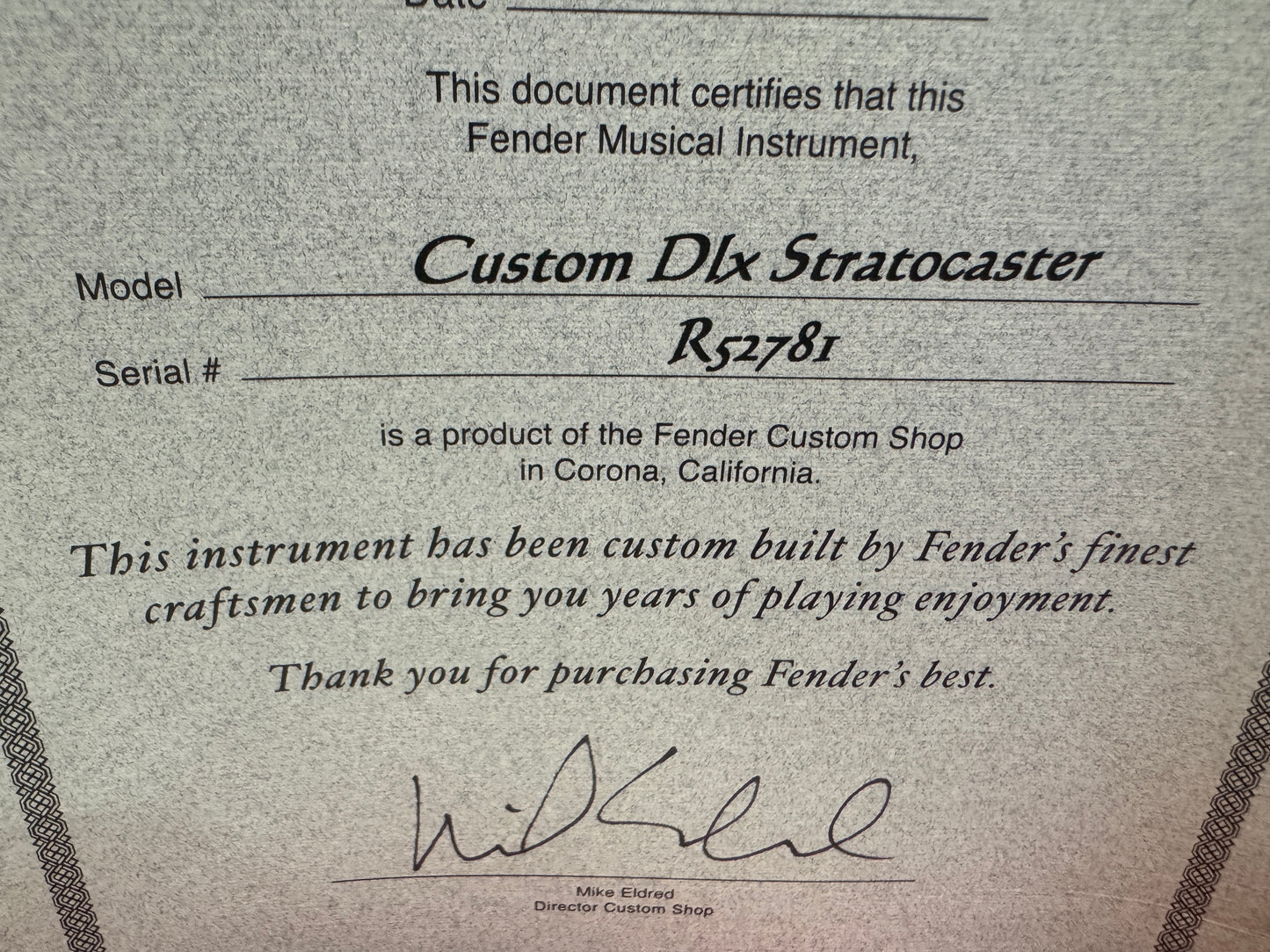 Fender Custom Shop - Custom Deluxe Stratocaster 2010 Case & candy