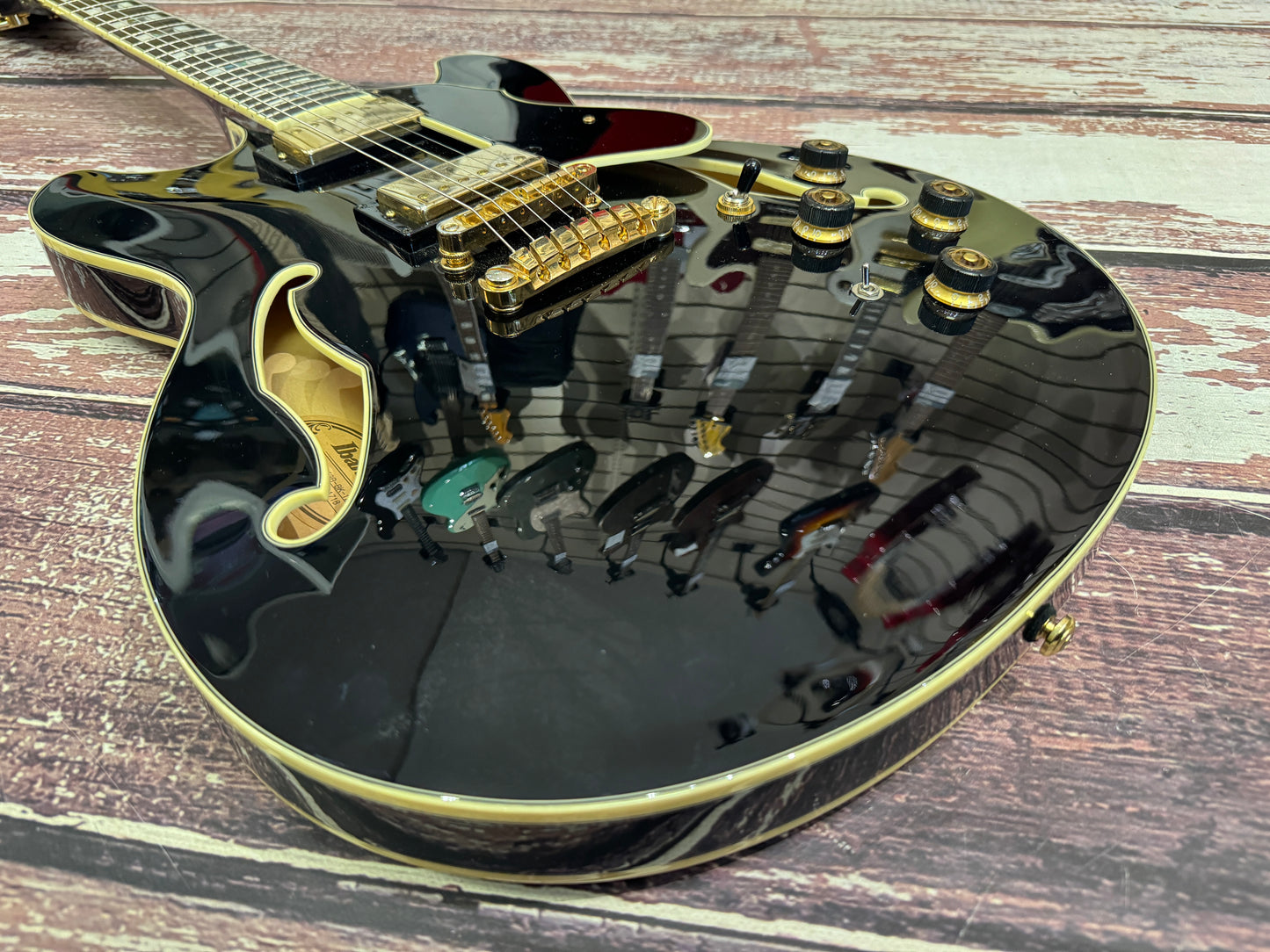 Ibanez AS-153 semi hollow Black with hard case.