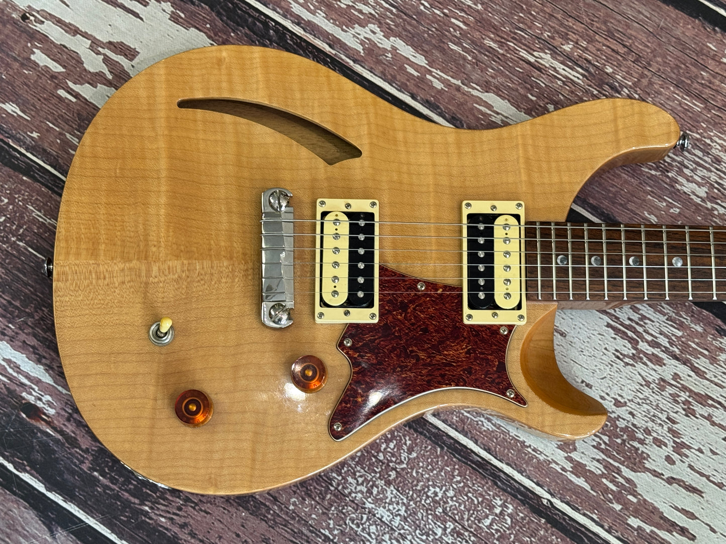 PRS SE semi hollow custom 22 - natural flame top
