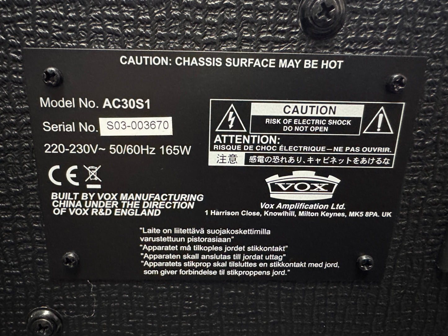 Vox AC30-S1 1x12 30 watt valve combo **COLLECTION ONLY**