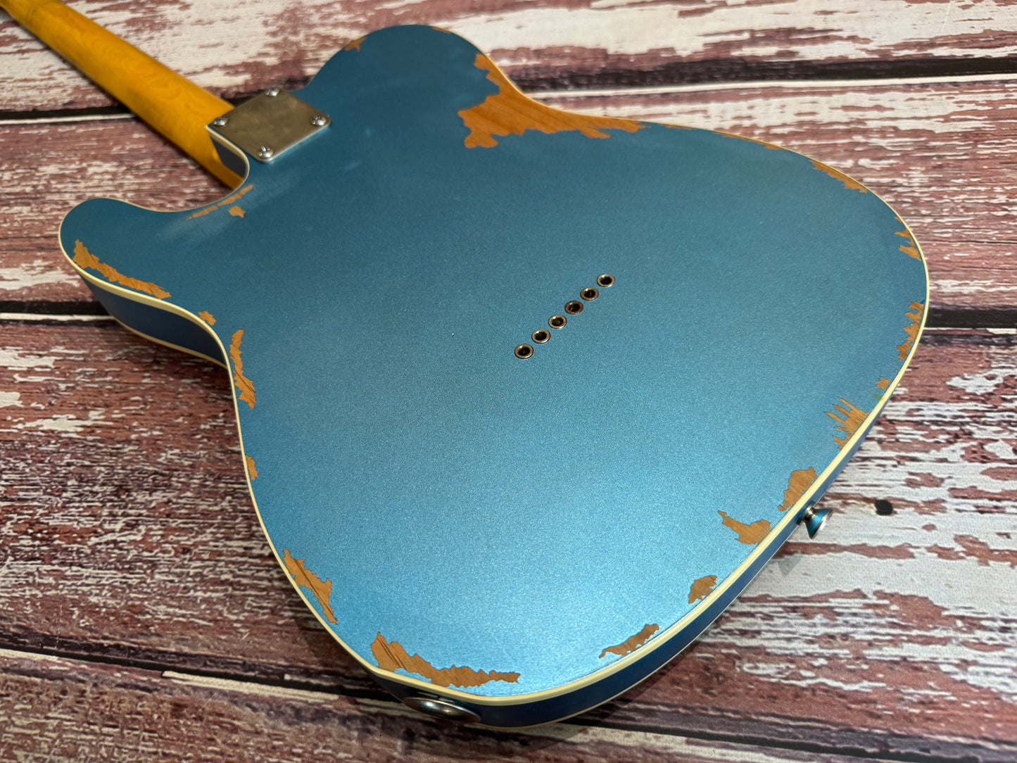 Vintage V66 (Double bound Tele) Distressed Paul Rose Signature in metallic blue £549