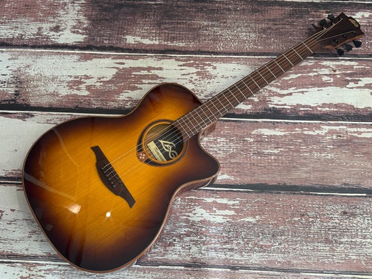 LAG T118-ASCE Brown burst - Thinline electro acoustic - Solid Cedar top.