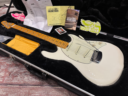 MusicMan Cutlass USA SSS Ivory White, cased.