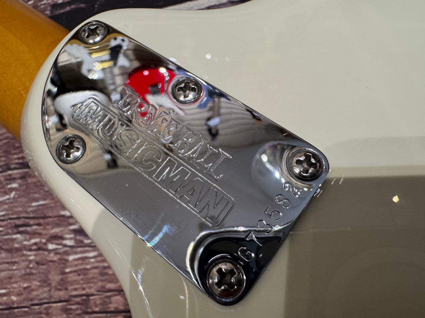 MusicMan Cutlass USA SSS Ivory White, cased.