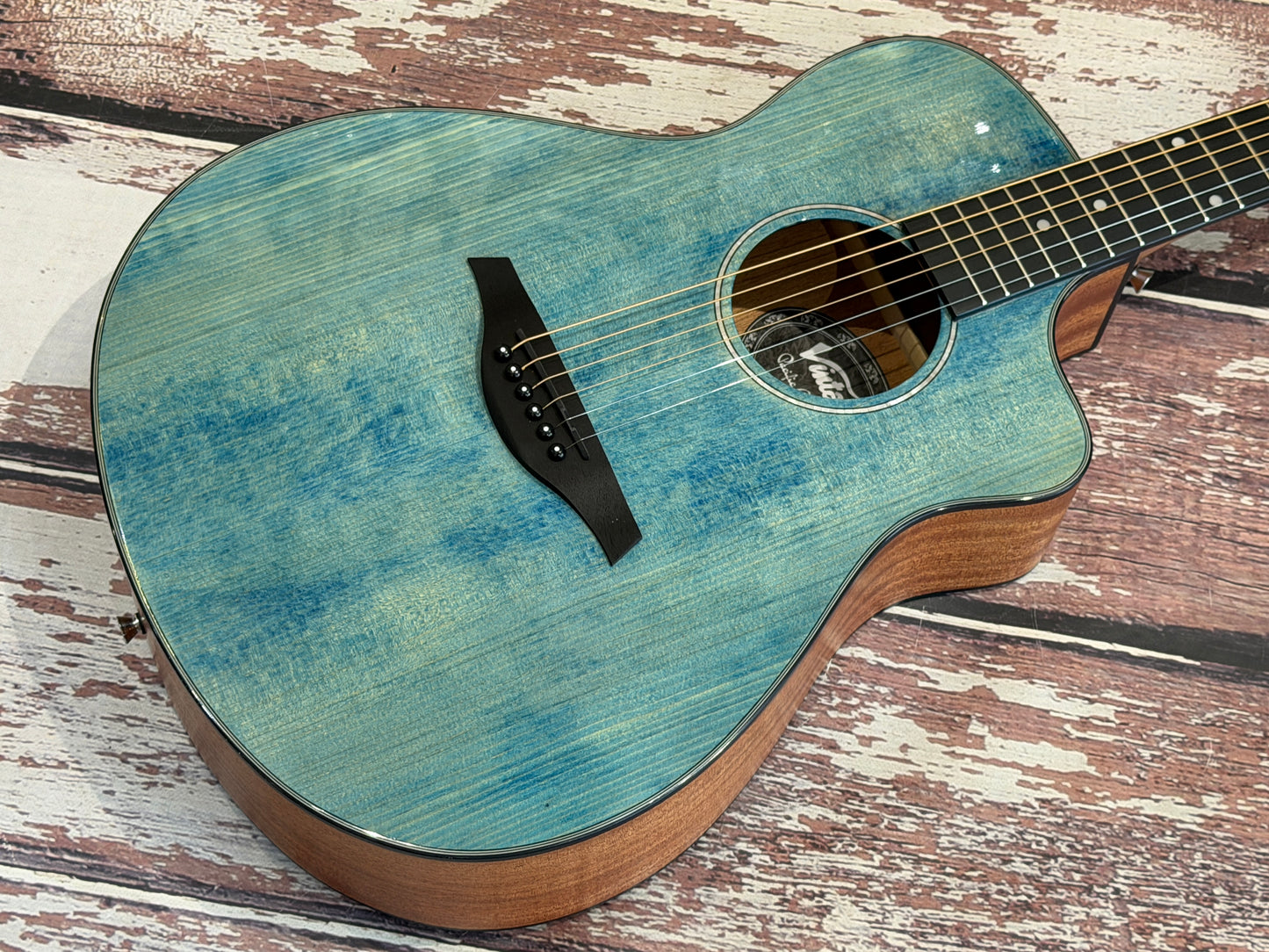 Vintage V300 DB Denim Slope shoulder cutaway Acoustic
