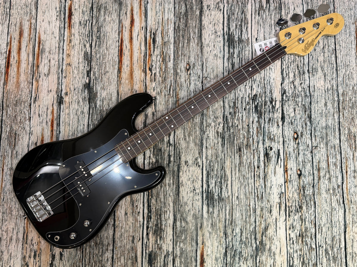 Vintage V40 Coaster P-Bass BLACK - STARTER PACK