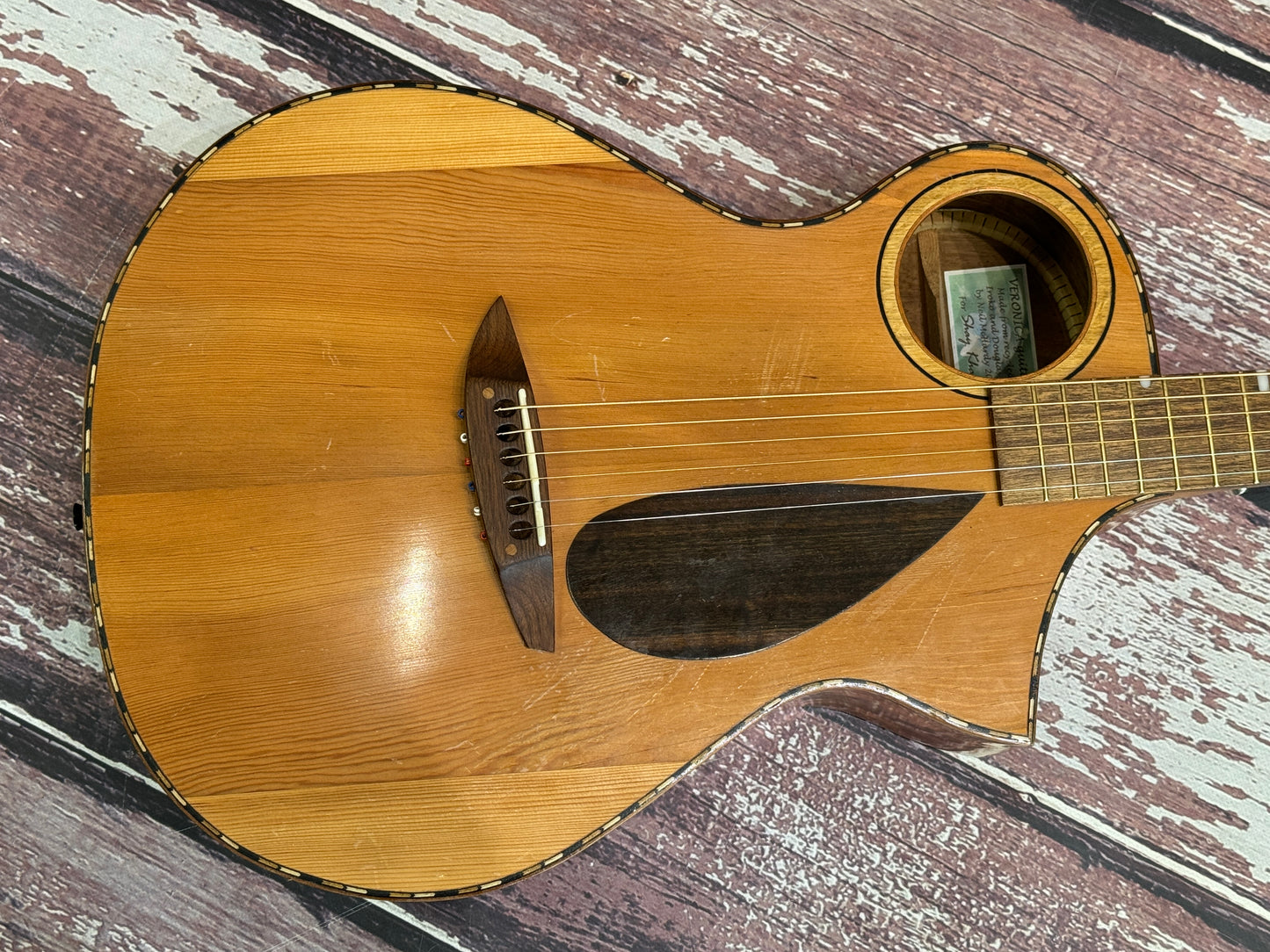 Neil McHardy Hand made "Veronica" Recycled woods Electro acoustic