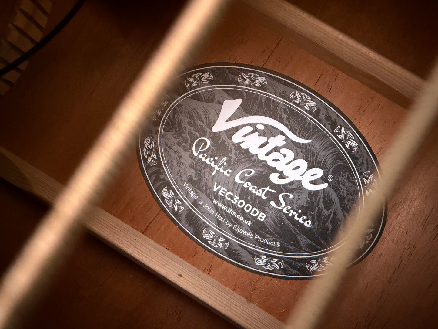Vintage Pacific Coast V300DB Denim Blue Acoustic Guitar.