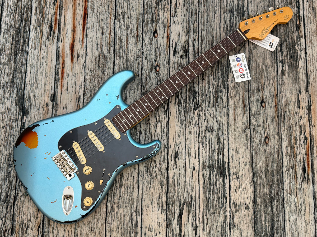 Vintage Icon V6 - Gun Hill Blue over sunburst.