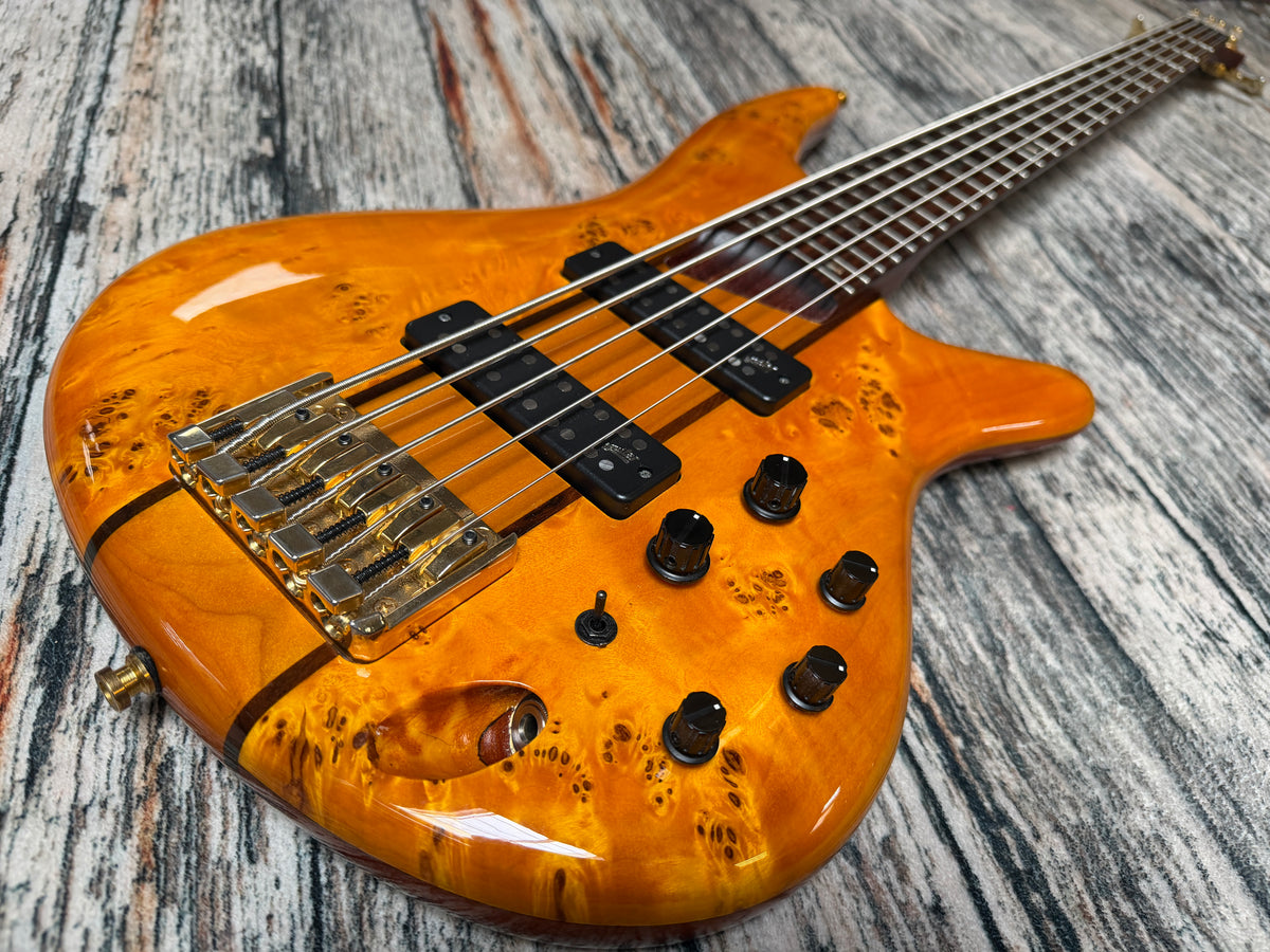 Ibanez SR805 Amber burl - upgraded Aguilar SD5