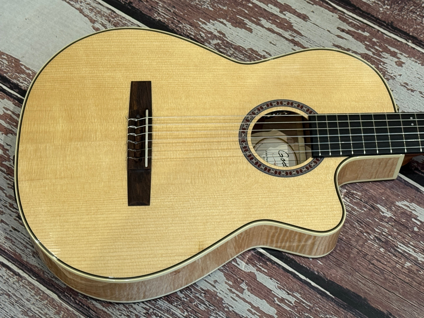 Godin Arena Flame Maple Cutaway Clasica II Nylon String Electro Guitar