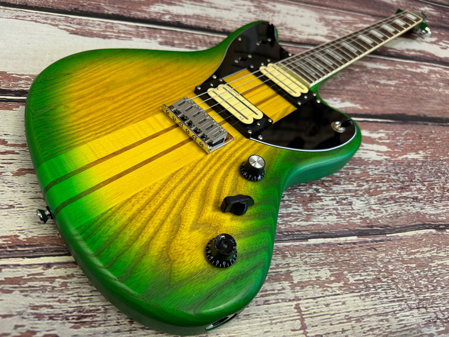 Vintage REVO Series Integra Guitar ~ Green/Yellow Burst