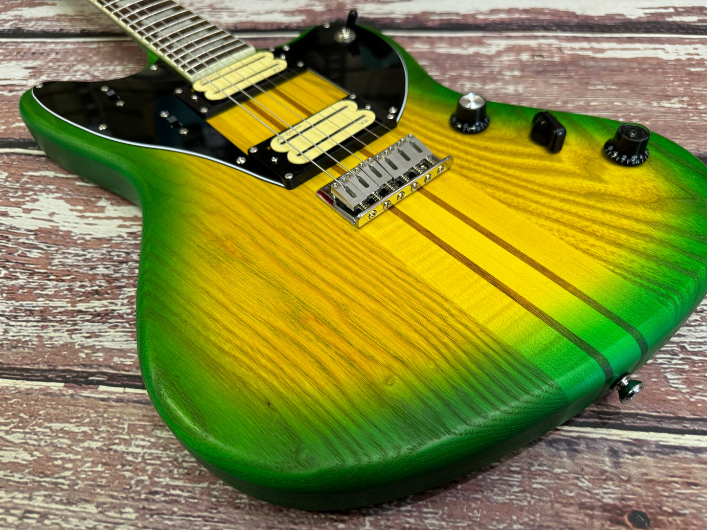 Vintage REVO Series Integra Guitar ~ Green/Yellow Burst