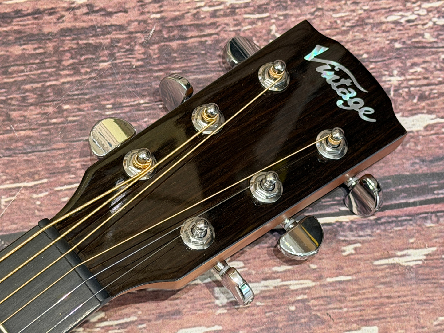 Vintage V300 DB Denim Slope shoulder cutaway Acoustic