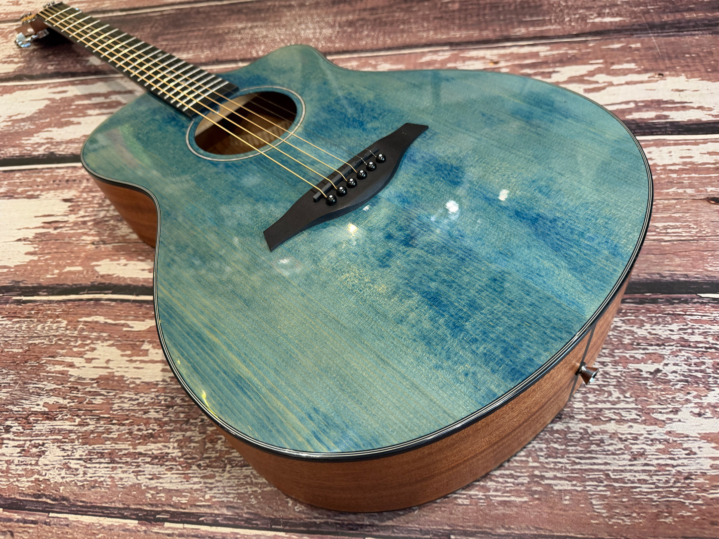 Vintage V300 DB Denim Slope shoulder cutaway Acoustic
