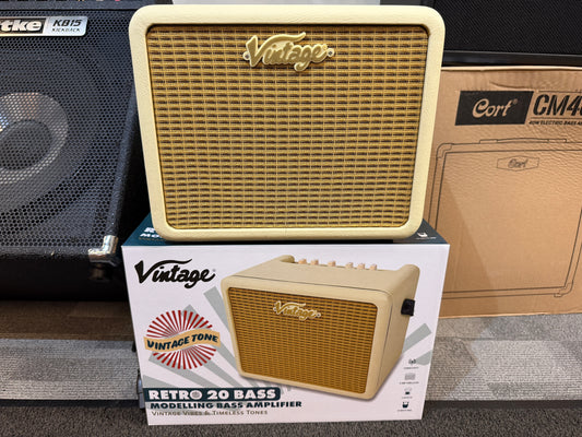 Vintage Retro 20W Bass Combo with DSP - Vintage White