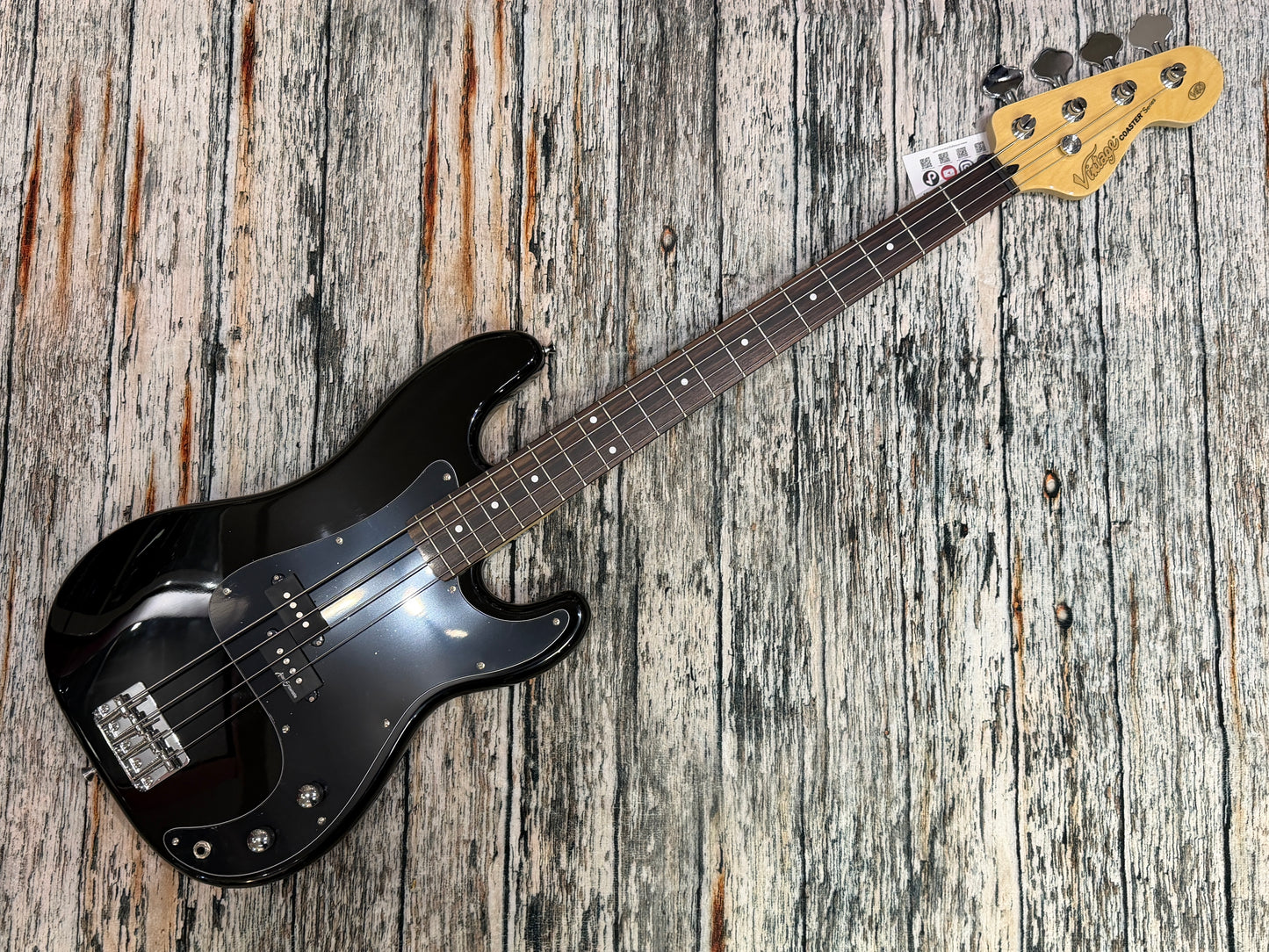 Vintage V40 Coaster P-Bass BLACK - STARTER PACK