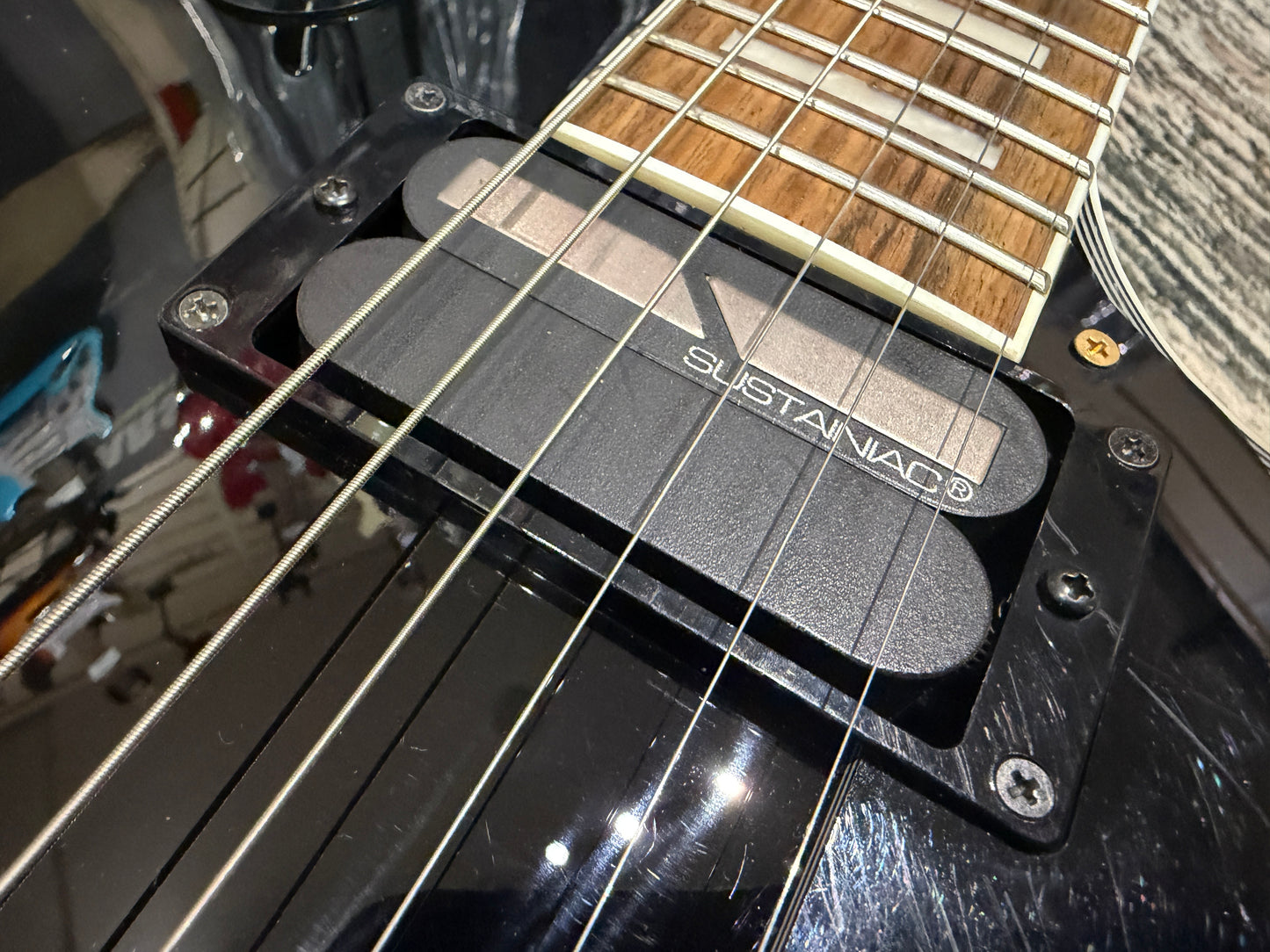 Burny RLC Les Paul Custom, Floyd Rose, Sustainiac & Gibson humbucker