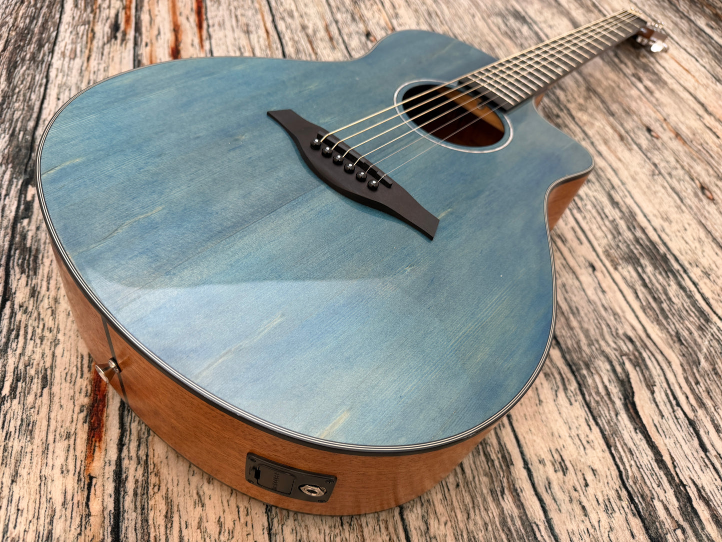 Vintage Pacific Coast V300DB Denim Blue Acoustic Guitar.