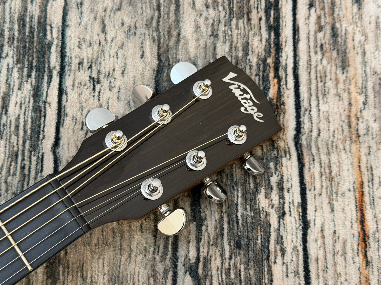 Vintage Pacific Coast V300DB Denim Blue Acoustic Guitar.