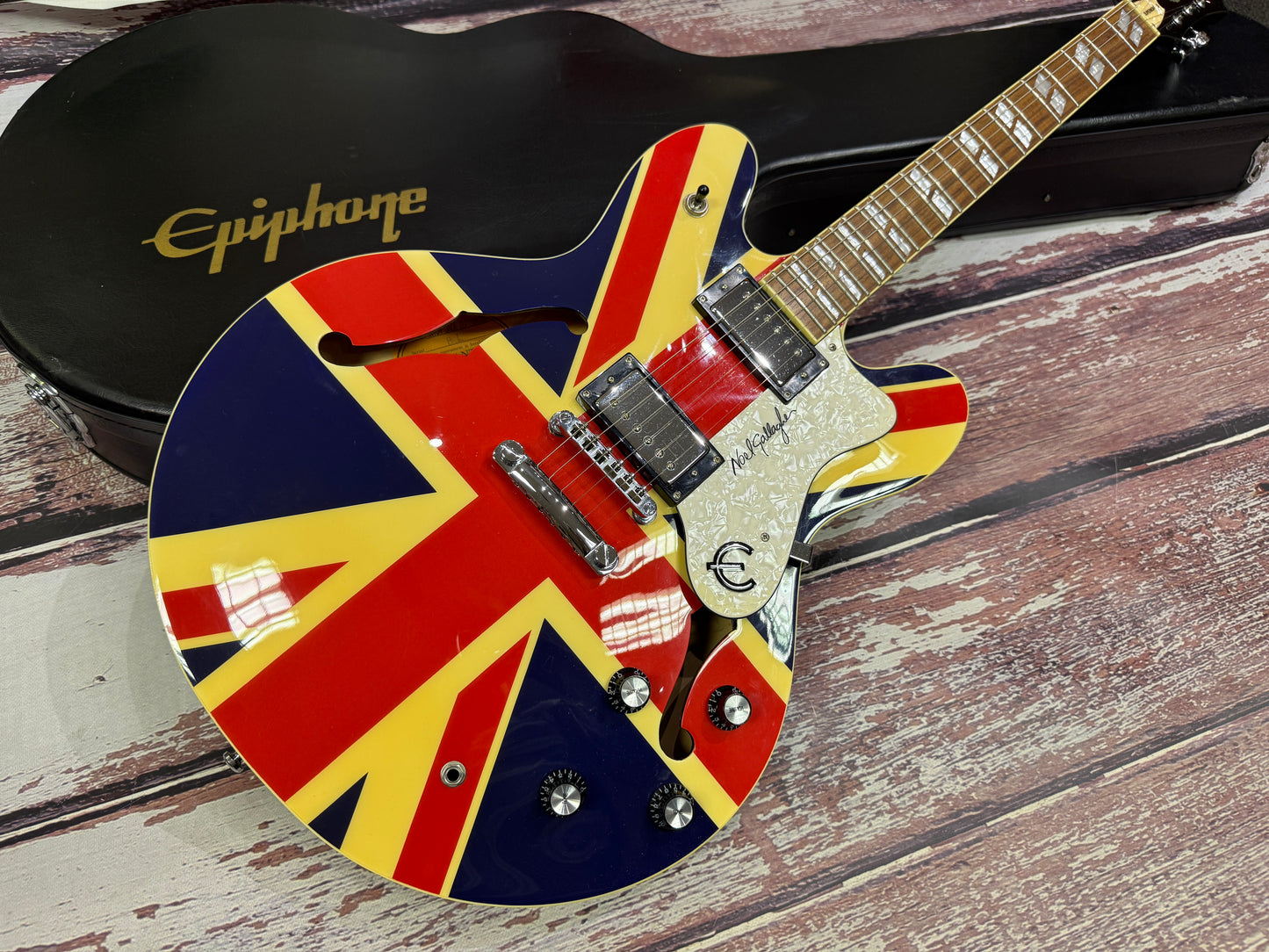 Epiphone Supernova Noel Gallagher - Union Jack edition, cased.