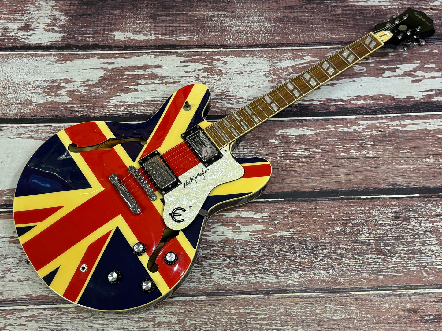 Epiphone Supernova Noel Gallagher - Union Jack edition, cased.