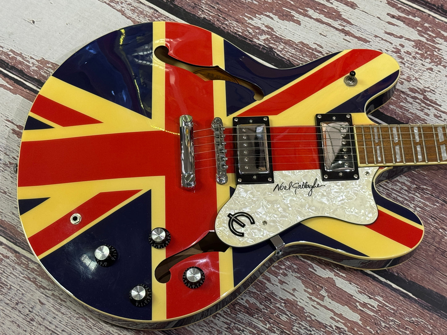 Epiphone Supernova Noel Gallagher - Union Jack edition, cased.