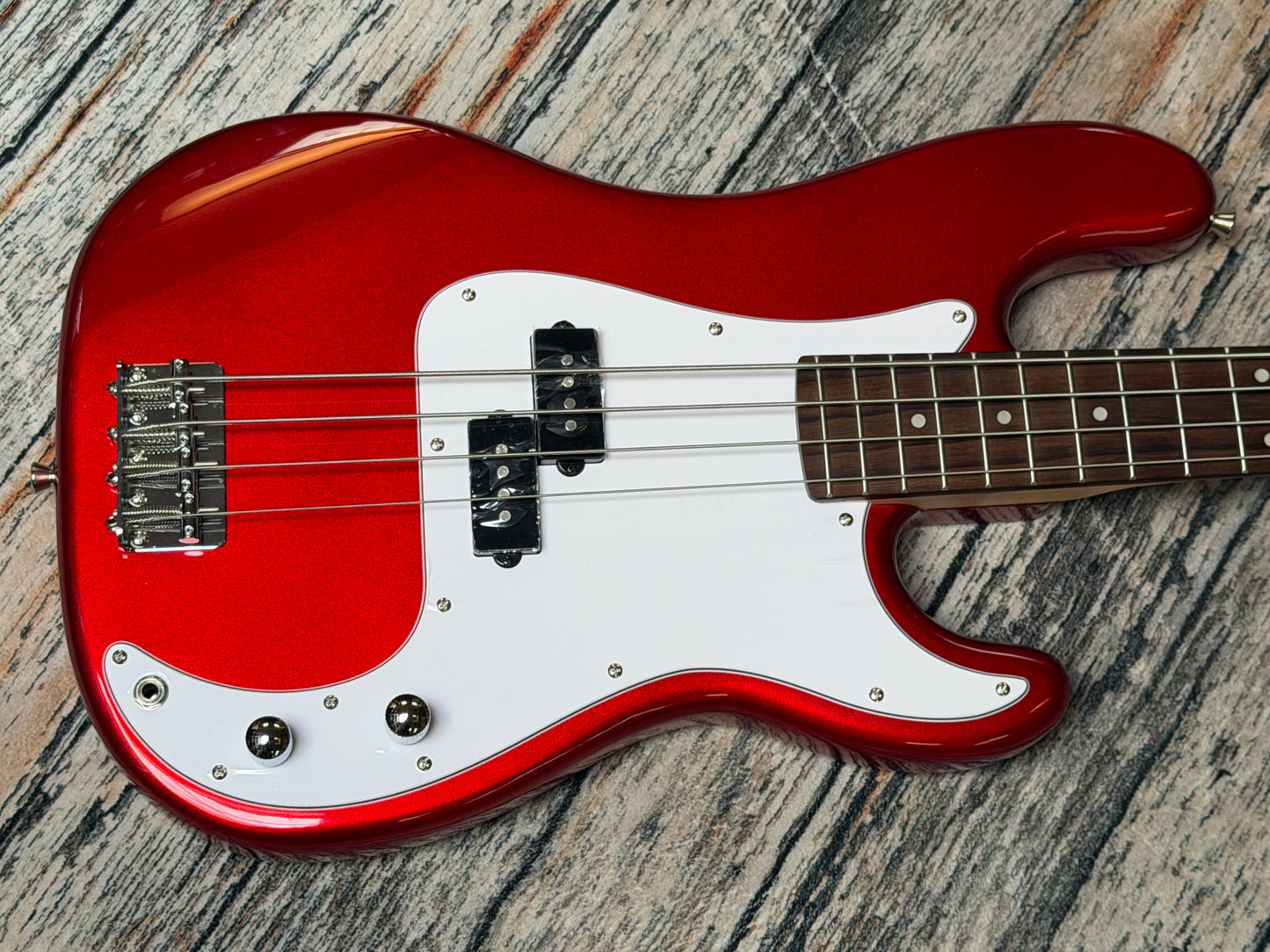 Aria STB P.Bass style Maple neck  - Metallic Candy Red