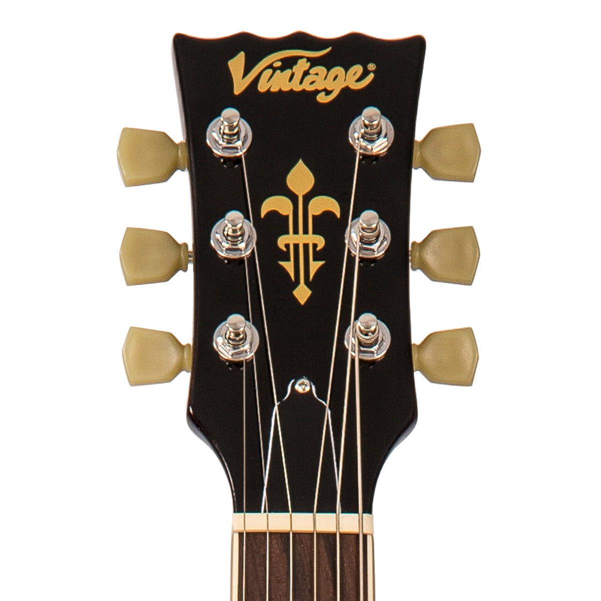Vintage V100 Reissued Electric Guitar ~ Left Hand Flamed Ice Tea