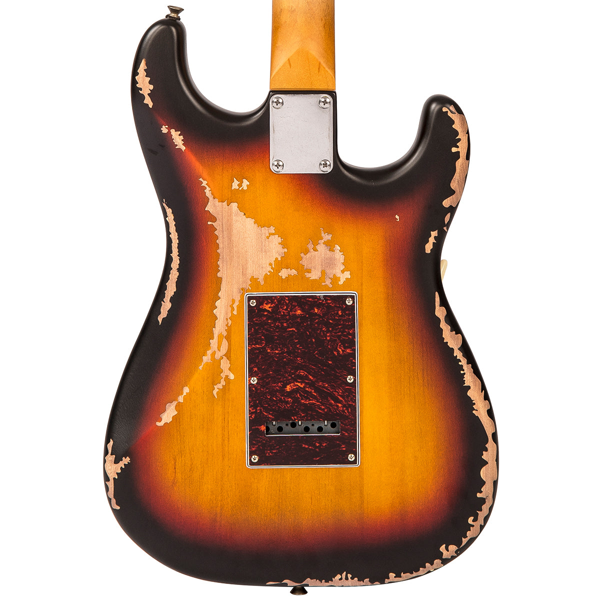 Vintage V6H ICON HSS Electric Guitar ~ Left Hand Distressed Sunburst