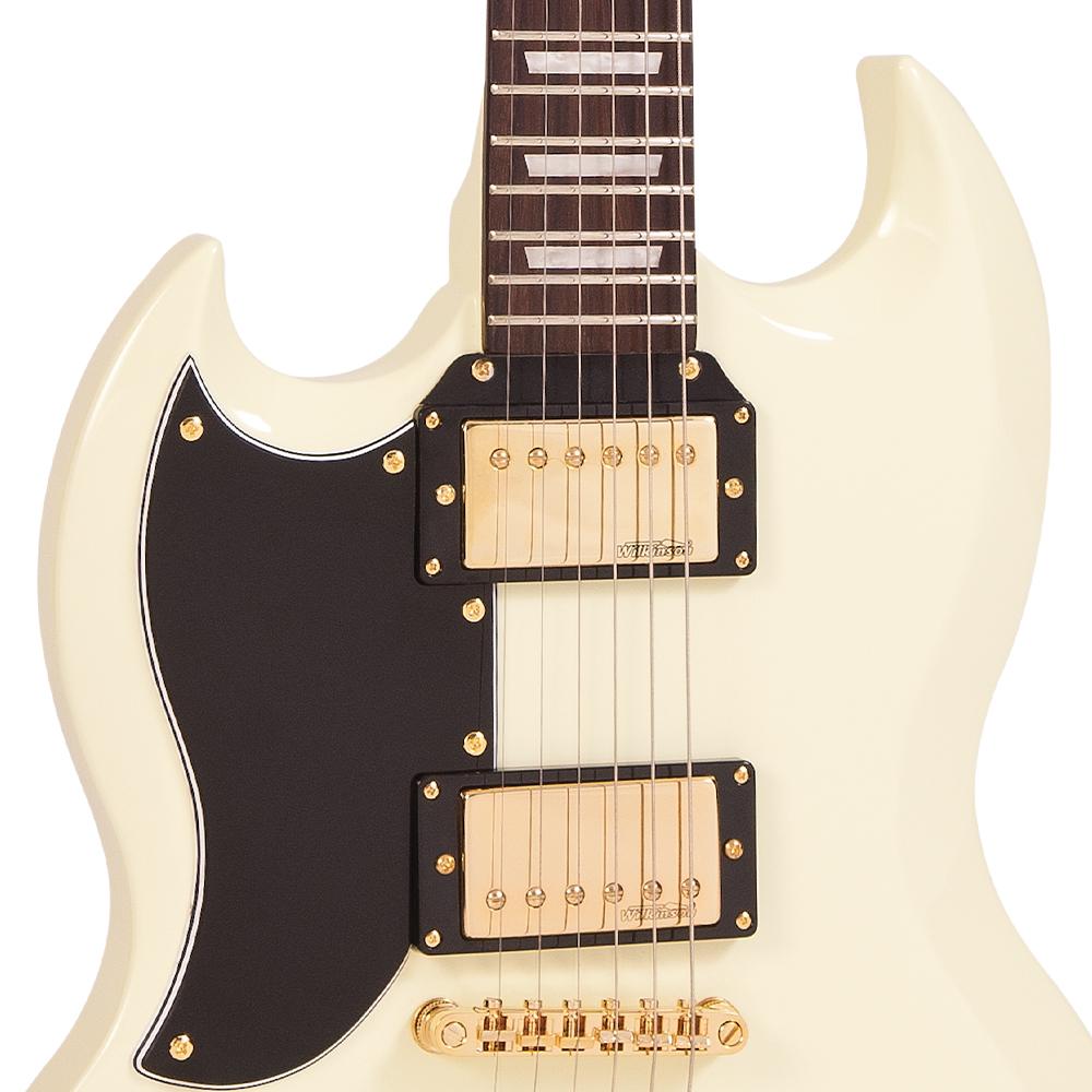 Vintage VS6 Reissued Electric Guitar ~ Left Hand Vintage White/Gold Hardware