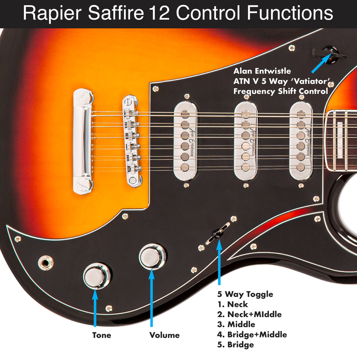 Rapier Saffire 12 String Electric Guitar ~ Sunburst