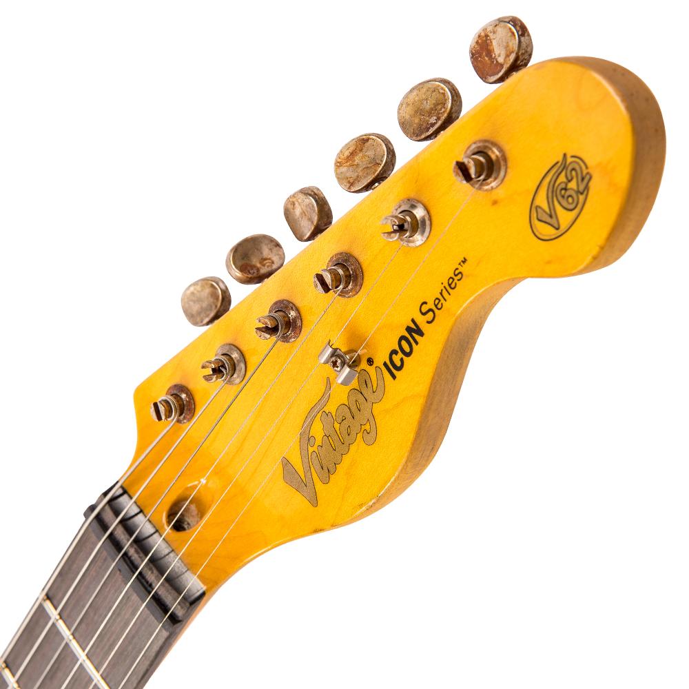 Vintage V62 ICON Electric Guitar ~ Distressed Ash Blonde